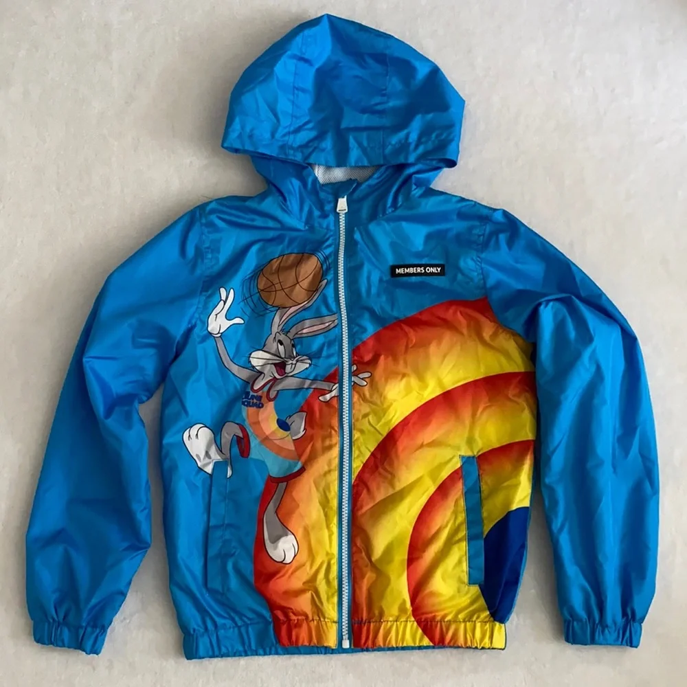 Members Only | Space Jam Tune Squad Team Graphic Windbreaker Hoodie Jacket 10/12 - Picture 2 of 16